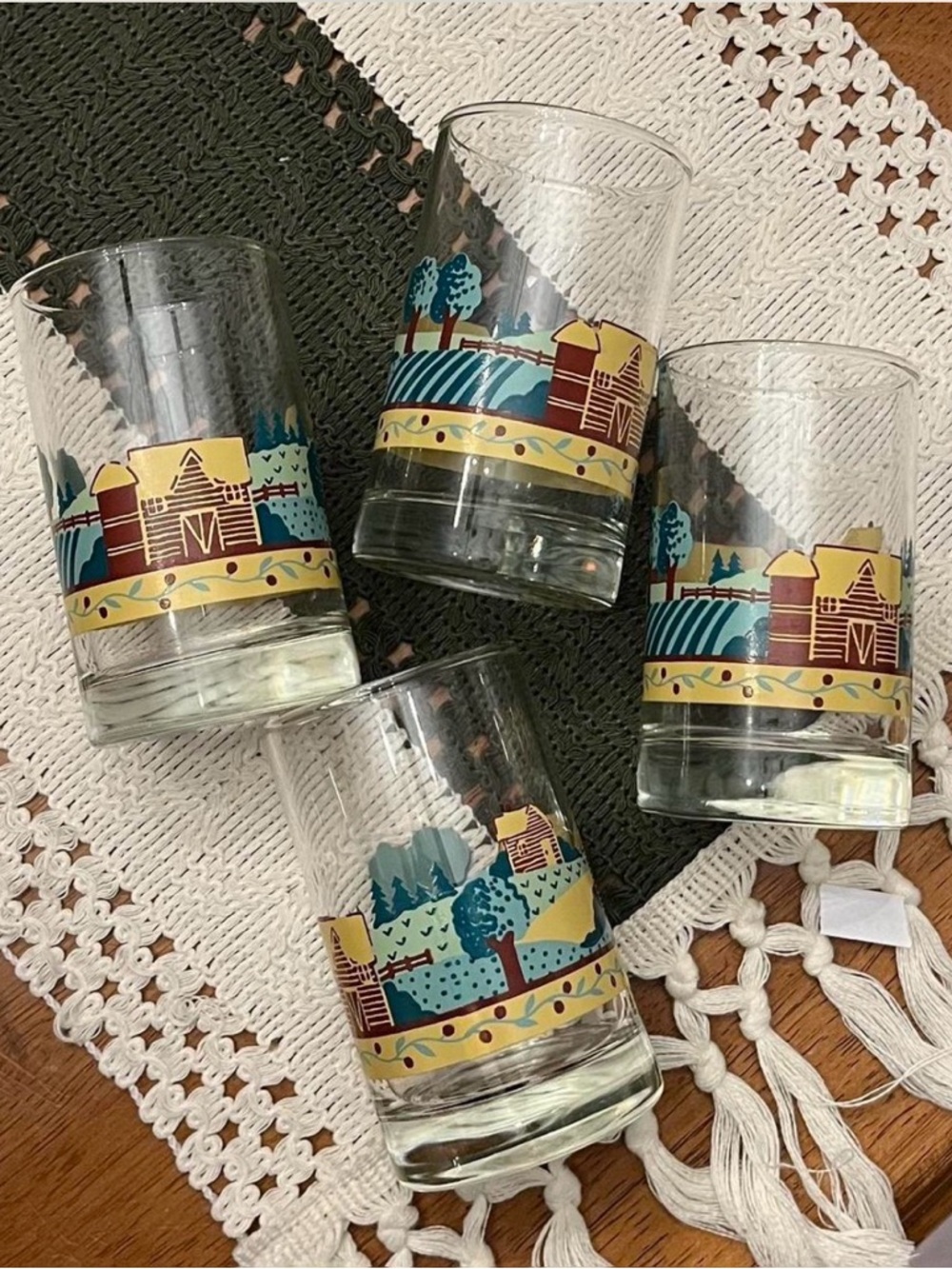 Corelle Scenic Farmhouse Glass Tumbler Set - Yellow, Teal, Blue, Brown